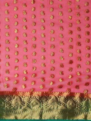 Maroon ethnic motifs woven design organza banarasi saree 4