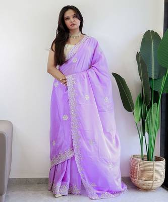 Lavender floral embroidered saree 1