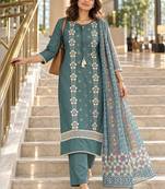women embroidered regular thread work kurta with trousers with dupatta