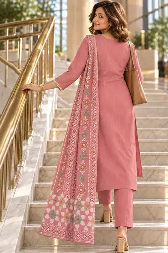 women ethnic motifs embroidered regular kurta with trousers & with dupatta