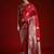 Red ethnic motifs satin banarasi saree with blouse piece