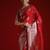 Red ethnic motifs satin banarasi saree with blouse piece