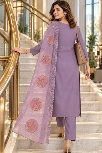women floral embroidered regular sequinned kurta set