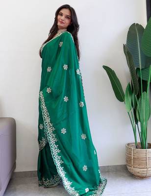 Green embroidered beads and stones saree 2