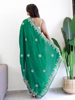 Green embroidered beads and stones saree 3
