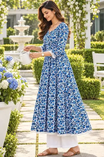 women floral printed kurta & palazzos & dupatta