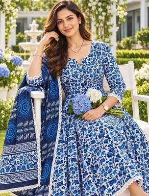 women floral printed kurta & palazzos & dupatta 4