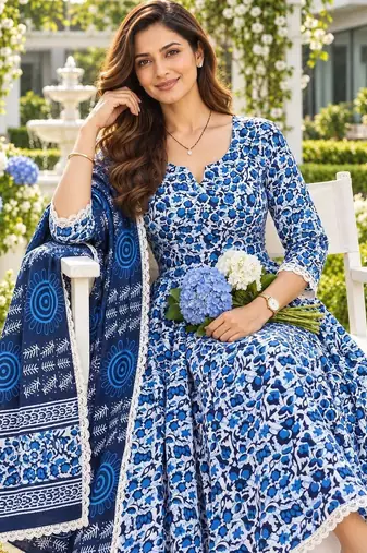 women floral printed kurta & palazzos & dupatta