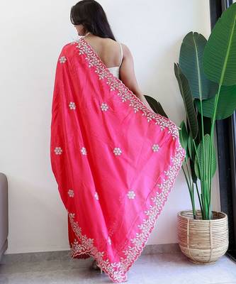 Pink embroidered beads and stones saree 2