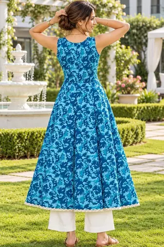 women ethnic motifs printed regular kurta with palazzos & with dupatta