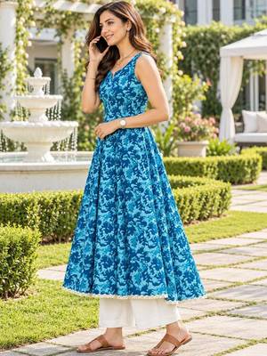 women ethnic motifs printed regular kurta with palazzos & with dupatta 3