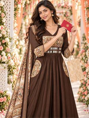 women ethnic motifs empire mirror work chanderi silk kurta with palazzos & with dupatta 3