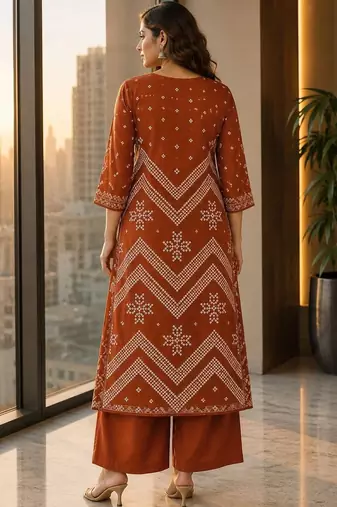 women ethnic motifs embroidered regular mirror work  cotton kurta with palazzos & with