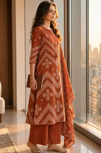 women ethnic motifs embroidered regular mirror work  cotton kurta with palazzos & with