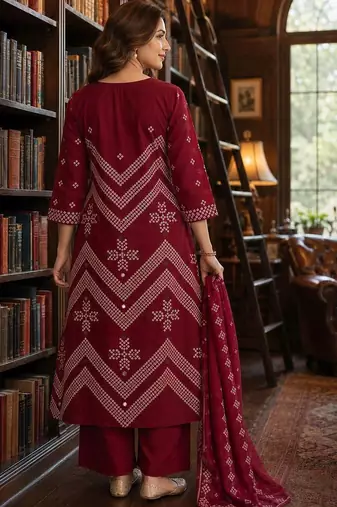women ethnic motifs embroidered regular mirror work  cotton kurta with palazzos & with