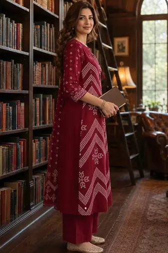 women ethnic motifs embroidered regular mirror work  cotton kurta with palazzos & with