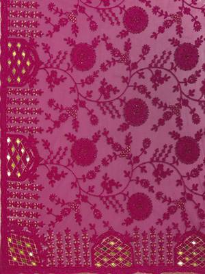 Magenta magenta floral embroidered net saree 5