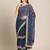 Navy blue navy blue ethnic motifs embroidered layered saree