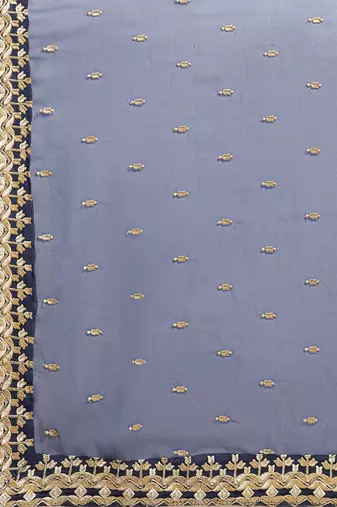 Navy blue navy blue ethnic motifs embroidered layered saree