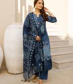 women ethnic motifs printed regular mirror work  cotton kurta with trousers & with dupatta