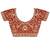 Rust ethnic motifs embroidered satin heavy work saree