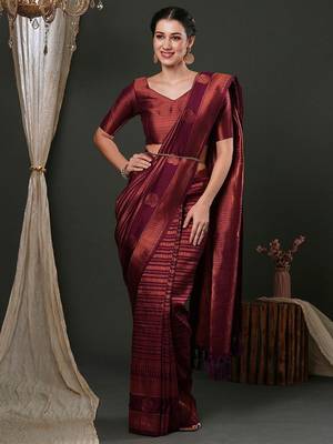 Purple purple ethnic motifs woven design kanjeevaram saree 1