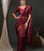 Purple purple ethnic motifs woven design kanjeevaram saree