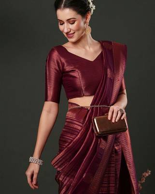 Purple purple ethnic motifs woven design kanjeevaram saree 4