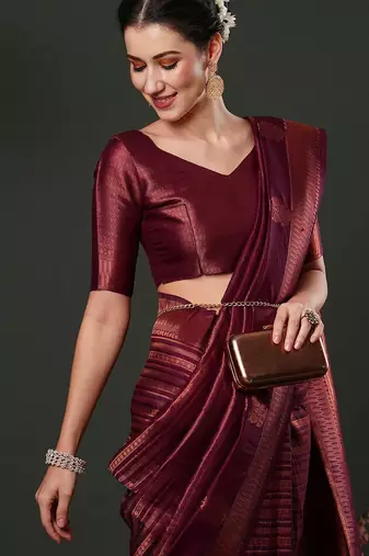 Purple purple ethnic motifs woven design kanjeevaram saree