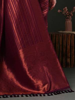 Purple purple ethnic motifs woven design kanjeevaram saree 5