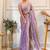 Lavender embellished embroidered satin saree with blouse piece