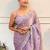 Lavender embellished embroidered satin saree with blouse piece