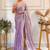 Lavender embellished embroidered satin saree with blouse piece