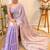 Lavender embellished embroidered satin saree with blouse piece