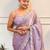 Lavender embellished embroidered satin saree with blouse piece
