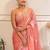 Peach embellished embroidered satin saree