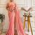 Peach embellished embroidered satin saree
