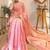 Peach embellished embroidered satin saree