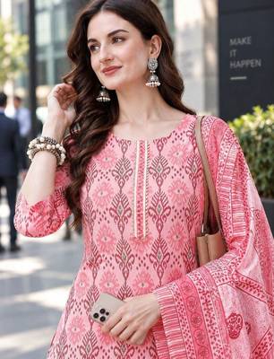 women ethnic motifs printed kurta with trousers & with dupatta 2
