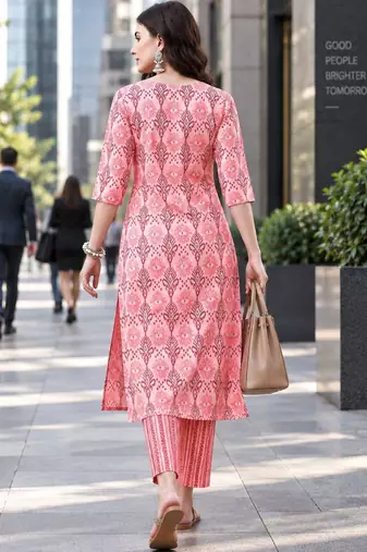 women ethnic motifs printed kurta with trousers & with dupatta