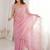 Pink embellished embroidered satin heavy work saree