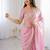 Pink embellished embroidered satin heavy work saree