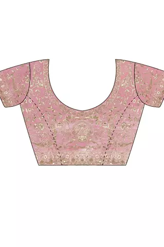 Pink embellished embroidered satin heavy work saree