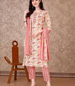 women floral printed kurta with trousers & with dupatta