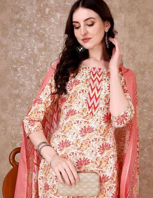women floral printed kurta with trousers & with dupatta 2