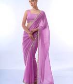 embellished poly satin designer saree