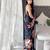Black floral embroidered satin saree