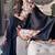 Black floral embroidered satin saree