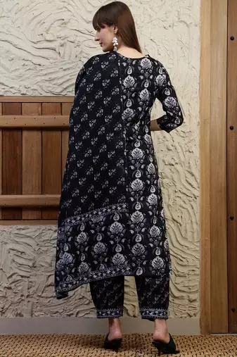 women ethnic motifs printed regular kurta with pyjamas & with dupatta