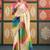 Off white tie and dye embroidered  chiffon designer bandhani saree